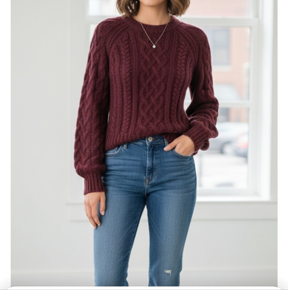 ALC alpaca blend crewneck Cable Knit pullover sweater size s